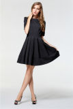 High Quality Fashion Black Summer Short Sleeve Ladies Dress with Good Price