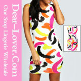 Vogue Colorful Paint Stroke Print Dress