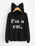 2017 Wholesale Fashion Customized Slogan Printing Cat Ear Hoodies