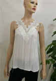 2017 Summer Women Tops and Blouses White Lace Cotton V Neck Blouse