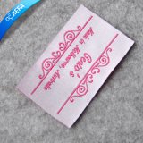Custom Pink Brand Logo Woven Label for Woman Clothing