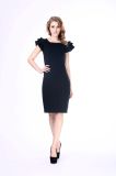 Ladies Summer Plus Size Bodycon Black Frill Sleeve Dress