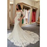 Slim Fitting Tall Long Floral Mermaid/Trumpet Bridal Wedding Dress