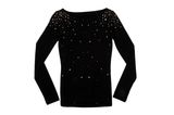 Stock! Ladies Black Rostone Decorated Long Sleeve T-Shirt