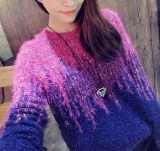 New Women's Wholesale Gold Gradient Sleeved Mohair Knit Pullover Jacket Coat Female (BTQ077)
