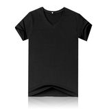 Popular Custom Made Fashion Cotton Rib V Neck Man's T-Shirt