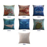 Fashion Cotton Linen Blending Cushion Transfer Printed Coastal Pillow (T0843)