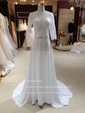 Full Sleeve Chiffon Floor Length Beach Wedding Dress