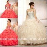 Ruffed Organza Wedding Dress Crystals Quinceanera Dress Ld15223