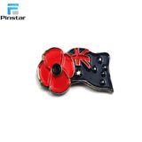 UK Flag Red Poppy Metal Enamel Vespa Scooter Pin Badge