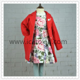 Latest Winter Collection Kids Red Coat Dress Set for Girls