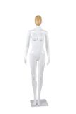 Bright White Female Mannequin with Wood Color Face