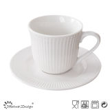 Embossed White Colour Pocerlain Tea Cup and Saucer