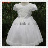 Embrodiery Lace Equin Tops Tulle Flower Girls Dress for Girls