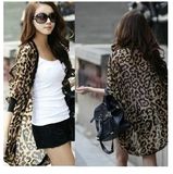 2016 New Women Loose Batwing Chiffon Leopard Cardigan