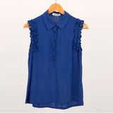 European Fashion Summer Flounced Women Sleeveless Blouse