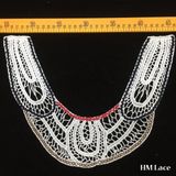 31*24cm Embroidery White Water Soluble Lace Collar Applique Motif Cotton Stripe Mesh Embroidery Lace Collar Appliques DIY Sew Clothes Lace Decorative Hm2019