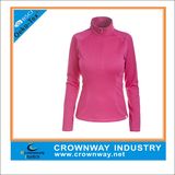 Women Sports Wear Knitted Long Sleeve T-Shirt with Half Zip