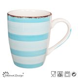 13oz Ceramic Mug with Hand Painted Design and Brushed Rim
