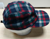 Checked Woolen Fabric Flat Camper Hat