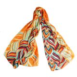 Womens Spring Chiffon Stripe Printing Shawls Sunscreen Wrap Cape Scarf (SW118)