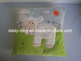 Square Sheep Cushion with Embroidery