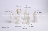 Home Decoration White Glazed Indented Ceramic Nativity Set