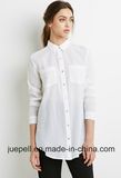 Long-Sleeved Chest Patch Pocket Semi-Sheer Oversize Shirt