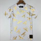 Hot Stamping Printed Men's T-Shirt with Round Collar