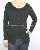 Ladies Knitted Long Sleeve Cardigan Sweater for Casual (12AW-197)