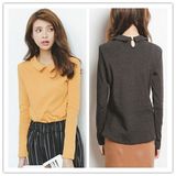 2015 Fashion Autumn& Winter Simple Peter Pan Collar Inner Wear Long Sleeve T-Shirt for Wholesale