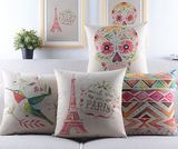 New-Style Skull Cushion Faux Linen Transfer Print Pillow (MCU-001)