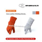 K-18 Orange Gray Working Safety Full Cow Split Leather Welding Gloves