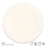 Cream Color Embossed Ceramic Stoneware Plate