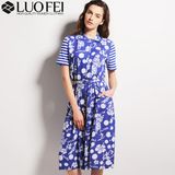 Lady Peter Pan Collar Buttons Down Printed Cotton Dress