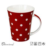 Red Backgroud Dots Design Ceramic Mug