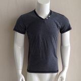 Polyester Spandex V Neck Plain Cheap Mens Tee Shirts