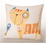 Cotton&Linen Hand Screen Print Cushion Decorative Print Pillow (LPL-334)