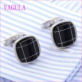 VAGULA Quality Hot Sales Quality Onyx Silver Gemelos Cuff Links   (322)