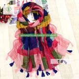 New Geometric Printed Viscose Scarf Fashion Women Shawl with Tassel