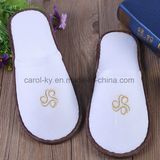 Polyester Velvet Velour Neoplane Embroidery Logo Hotel Slippers