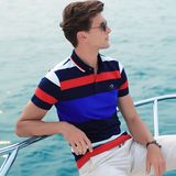 100% Cotton Mens Shirts Striped Polo Shirts Design