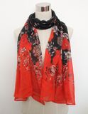 Ladies Fashion Flower Printed Polyester Voile Scarf (YKY1043)