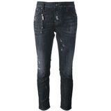 Fashion Stonewashed Distressed Black Skinny Women Denim Jeans (pants 427)