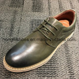 Black Upper Genuine Leather Plain Men Work Shoes