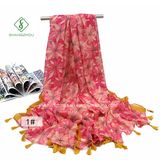 New Daisy Printed with Fringed Beach Shawl Fashion Women Scarf