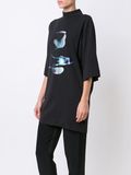 Wholesale Women's High-Neck Oversided Long T Shirt