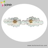 White Color Chinese Knot Button with Goldn Bead