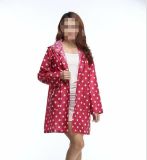 Ladies Fashion Reusable Long Trench Rain Coat with Dots