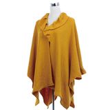 Women Acrylic Knitted Winter Fashion Ruffle Trim Shawl (YKY4159)